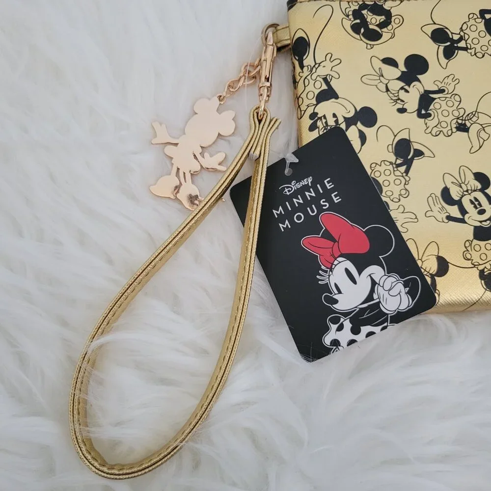 Disney Minnie Mouse Gold Metallic Wristlet